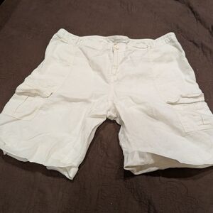 Flaw-Coldwater Creek Linen Cargo Shorts in White Sz 18